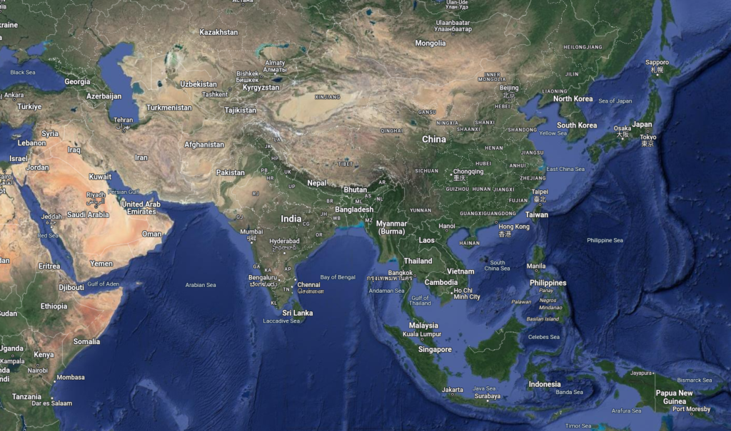 Satellite image of Asia