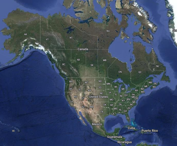 Satellite Image of North America