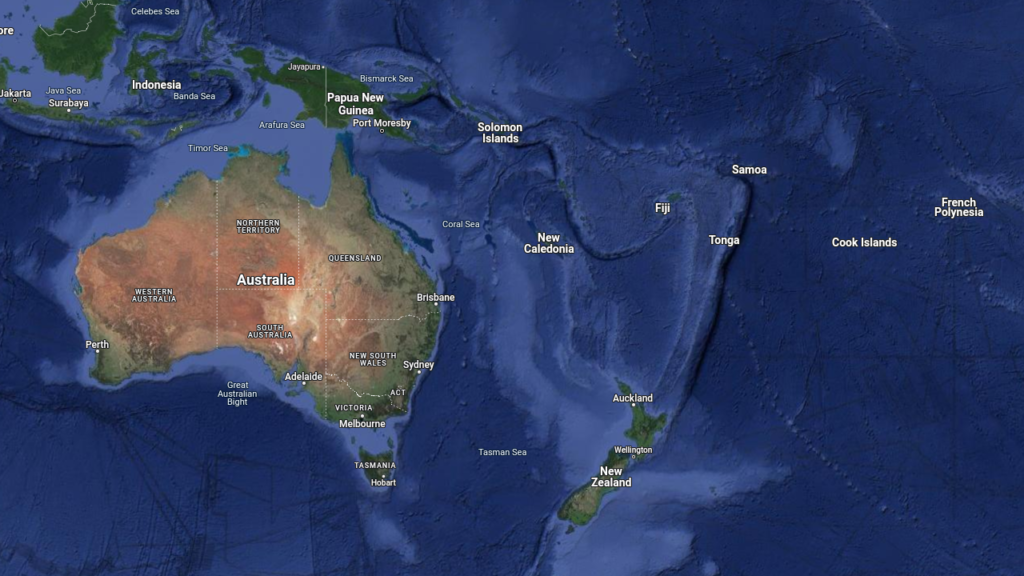 Satellite image of Oceania