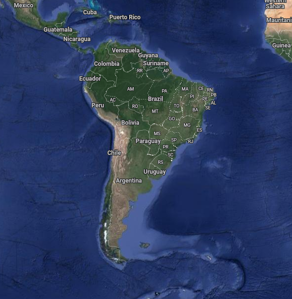 Satellite image of South America